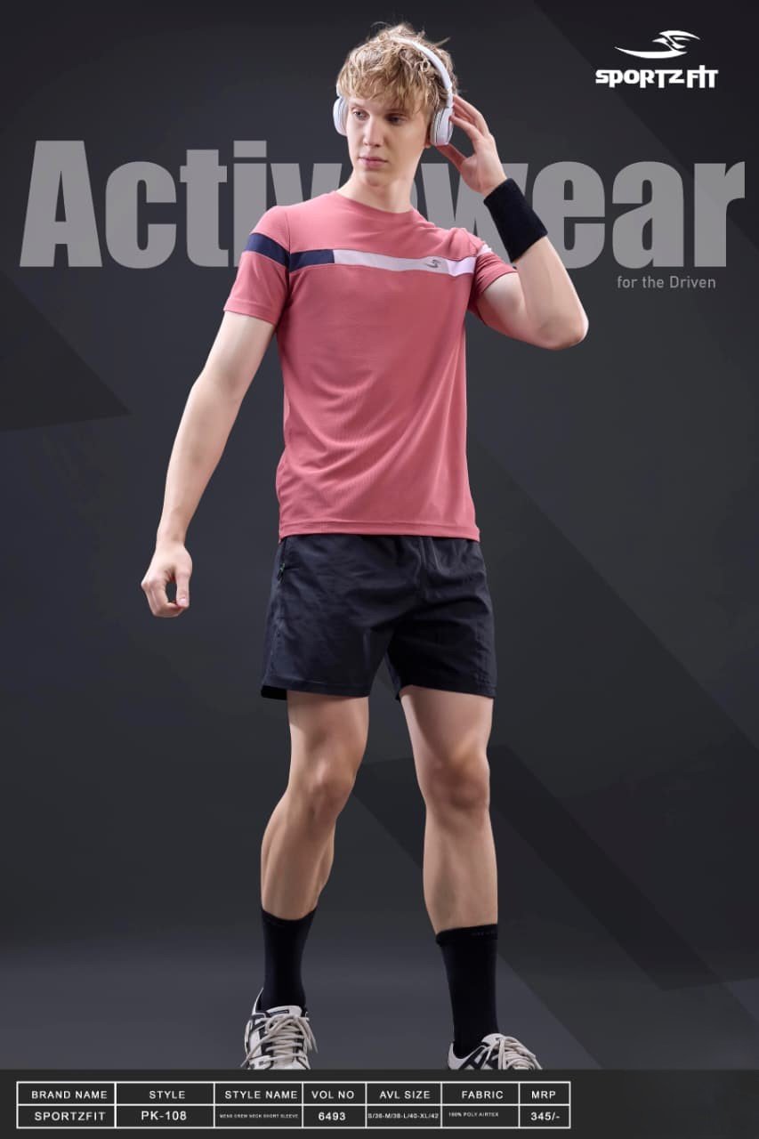 Men Round Neck T-Shirt - Dusty Pink | L | SBT45